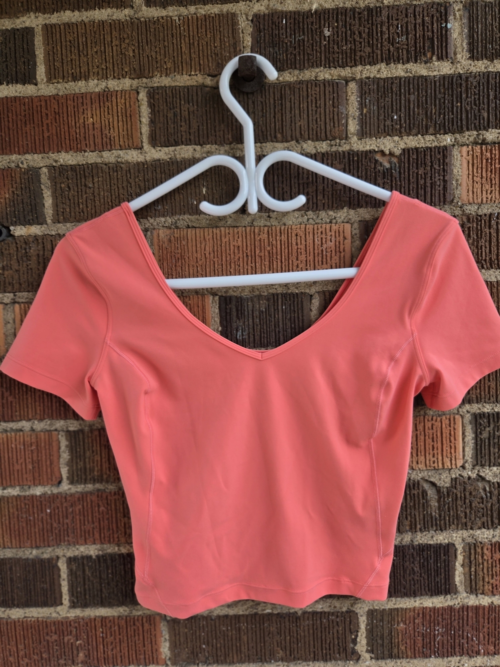 lululemon athletica Coral Pink V-Neck Crop Top